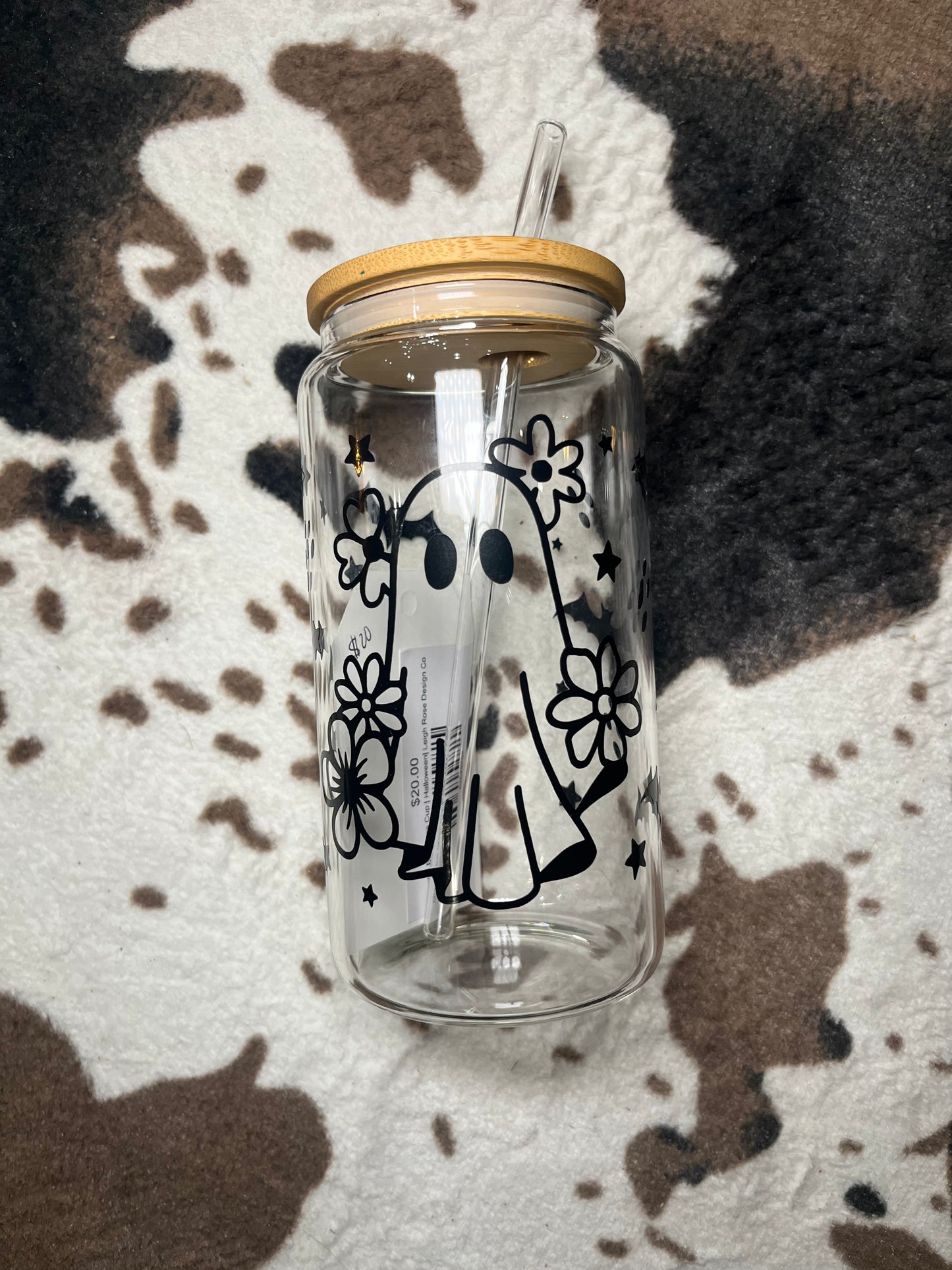 Ghost & Bat Glass Cup | Halloween| Leigh Rose Design Co