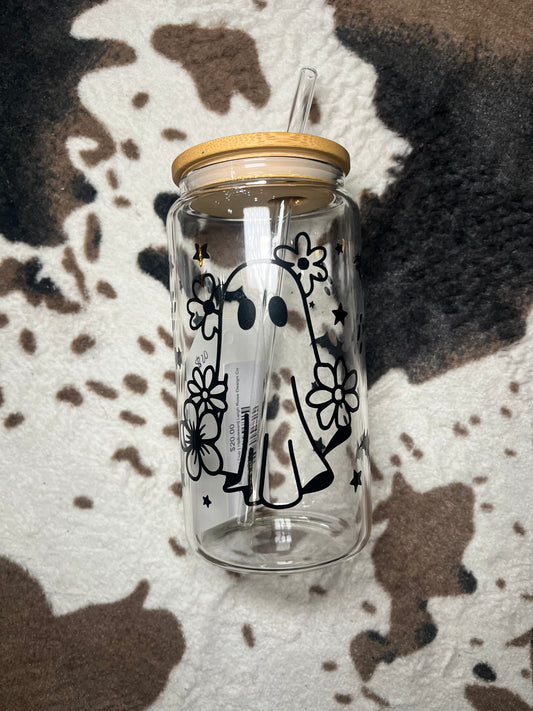Ghost & Bat Glass Cup | Halloween| Leigh Rose Design Co