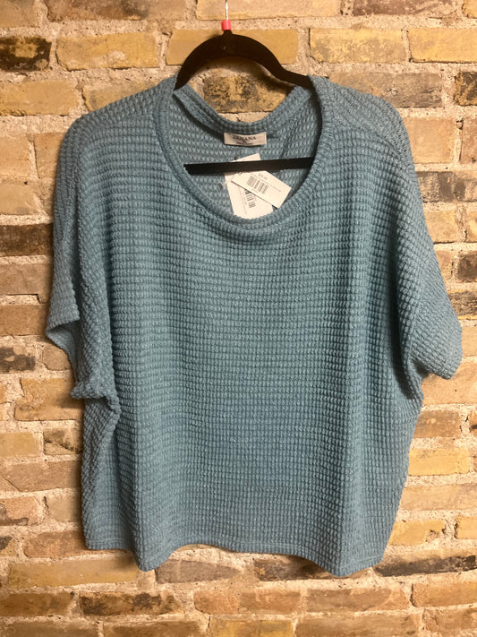 Drop Shoulder Short Sleeve Jacquard Sweater