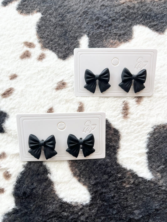 Black Bow Stud Earrings
