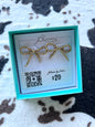 Gold Beaded Bow Earrings