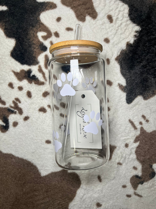 Dog Paws Glass Cup | Leigh Rose Design Co