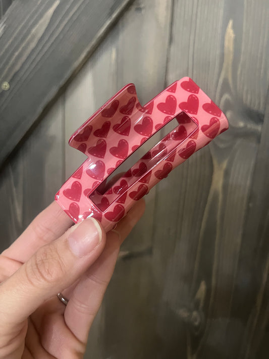 Heart Patterned Hair Claw Clap