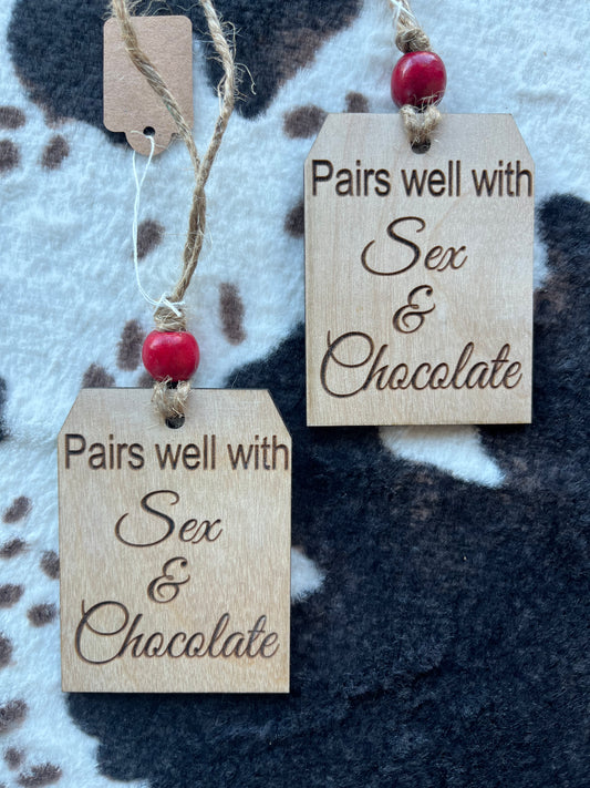 Pairs well with Sex & Chocolate Wine Tags