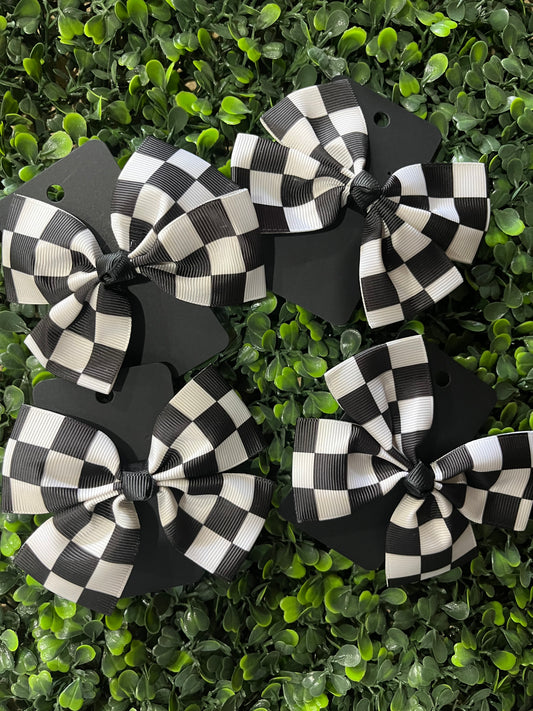Checkered Bow Hair Clips