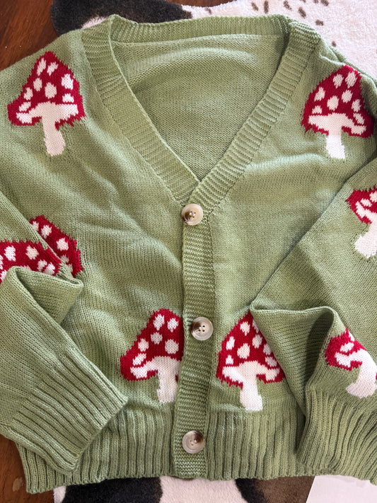 Mushroom Print Cardigan
