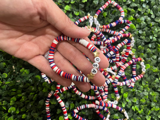 USA Beaded Bracelets | Memorial Day Bracelets | July 4th Bracelets