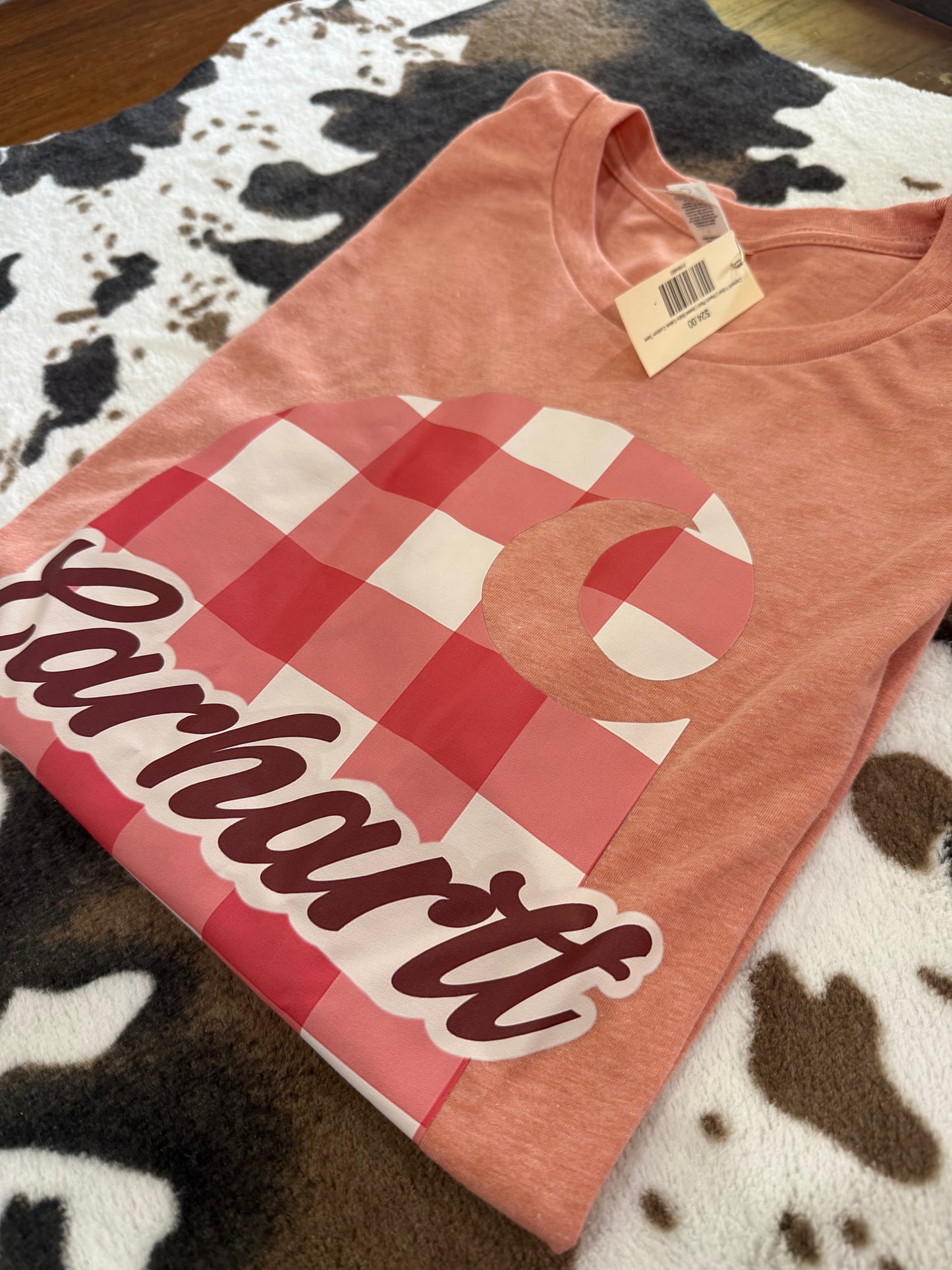 Carhartt T-Shirt | Peach Plaid | Sweet Baby Cakes Custom Tees