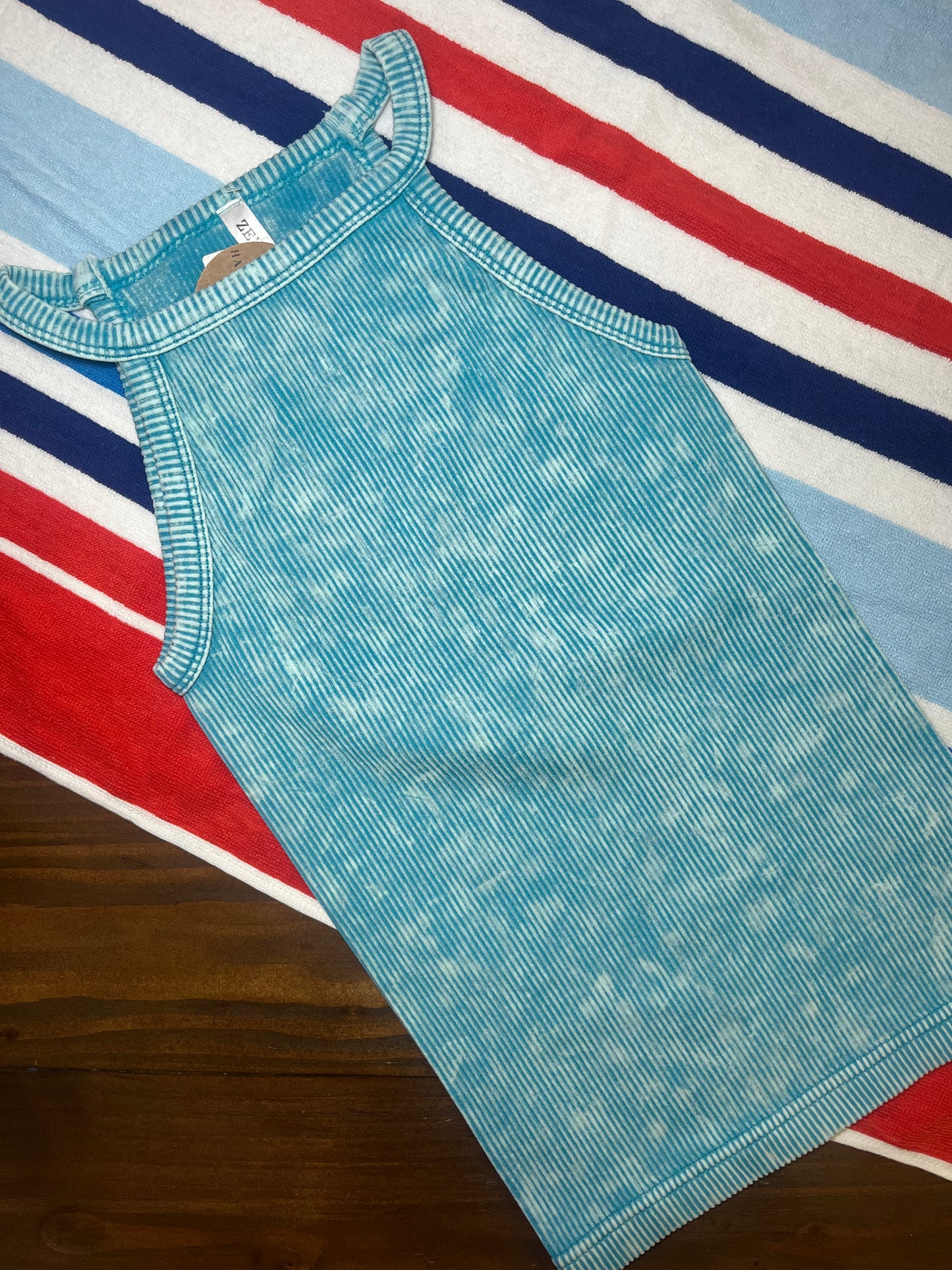 Ribbed Crop Tops | Ice Blue