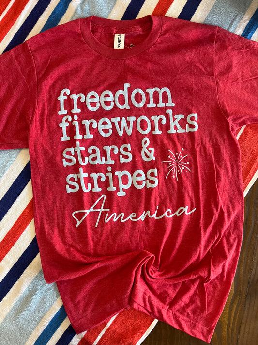 Freedom Fireworks Stars & Stripes America Tee | Hazel & Grace Boutique