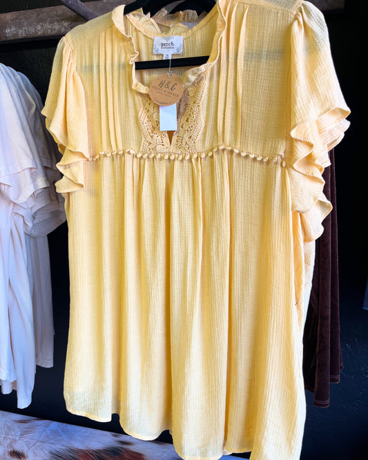 Yellow Lace Top | Hazel & Grace Boutique