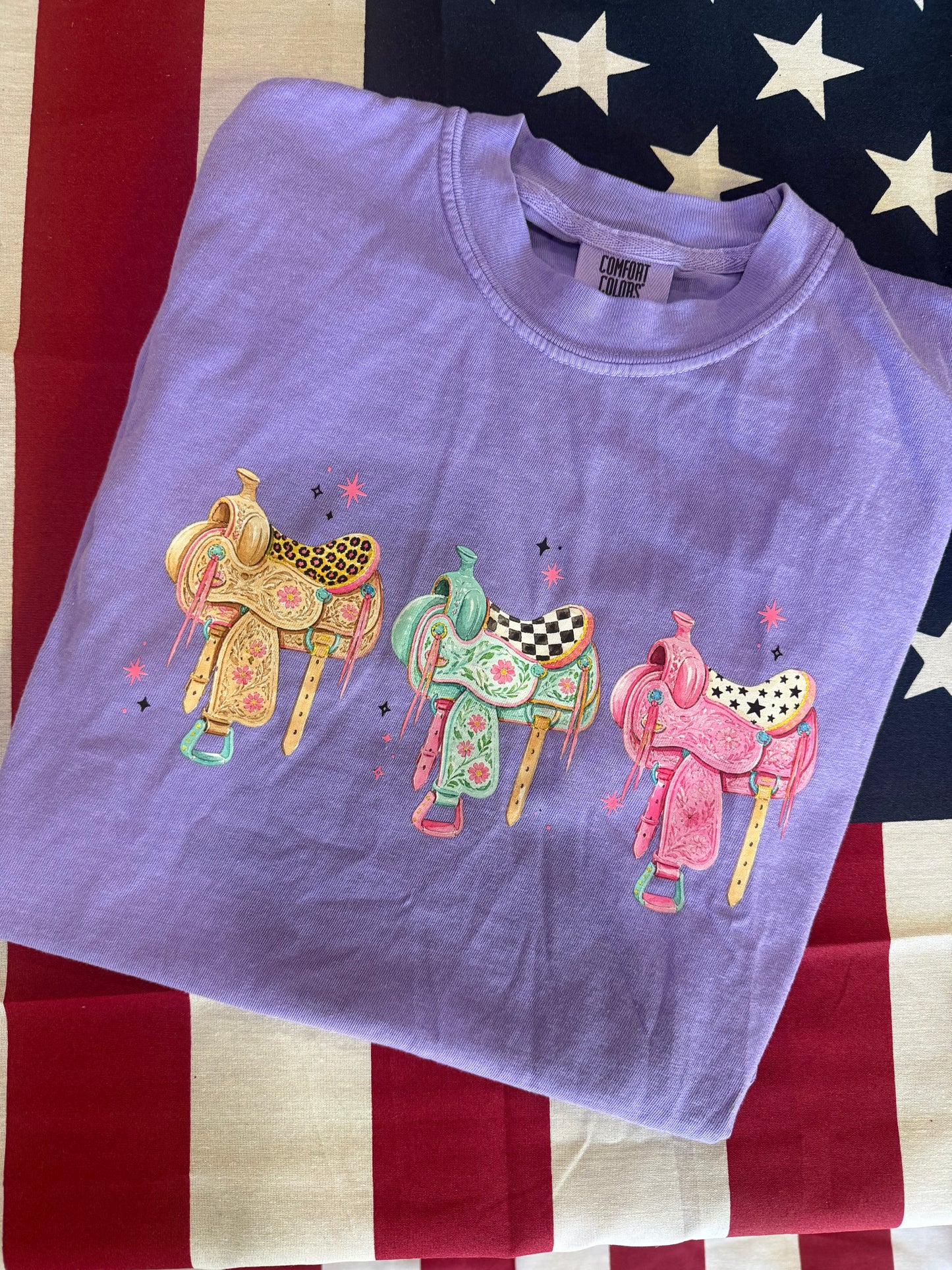Horse Saddle Tee | Purple | Savvy Jo