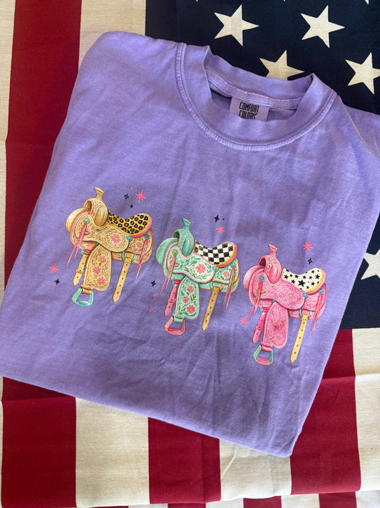 Horse Saddle Tee | Purple | Savvy Jo