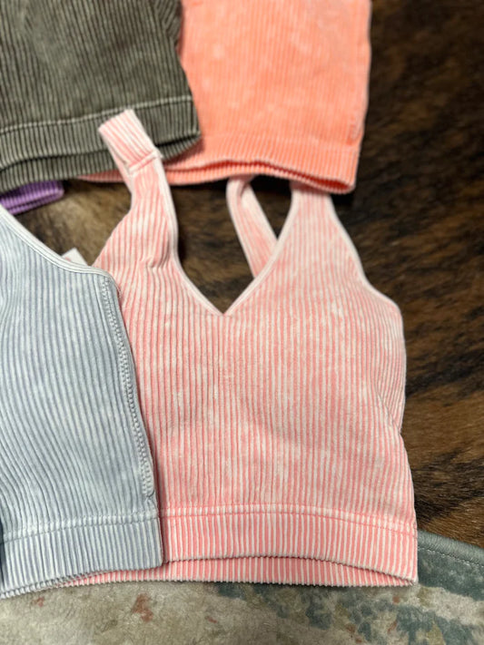 Dusty Pink Ribbed & Padded Seamless Tank