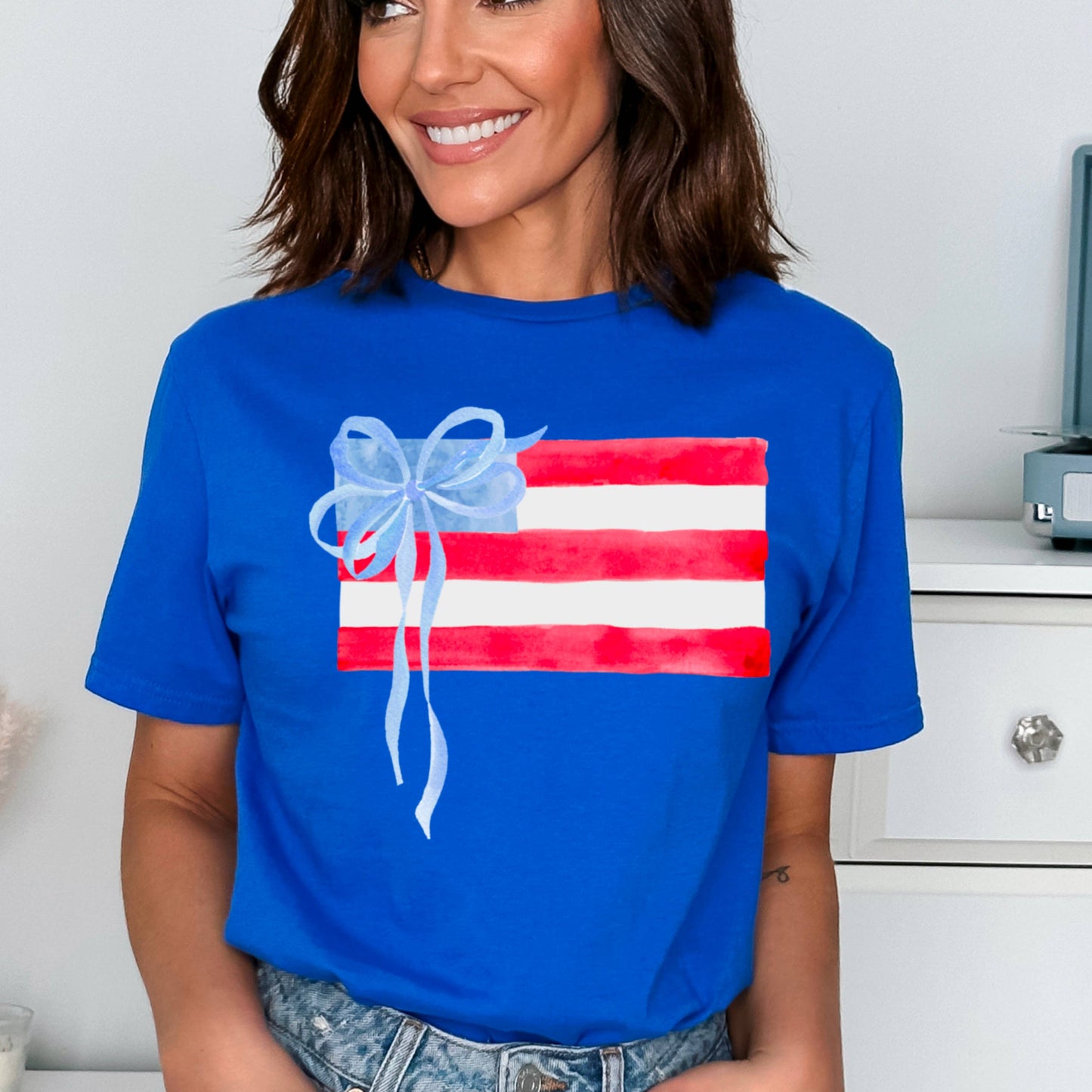 Coquette American Flag | July 4th Graphic Tee | Gildan