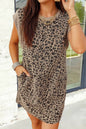 Leopard Textured Sleeveless Mini Dress with Pockets