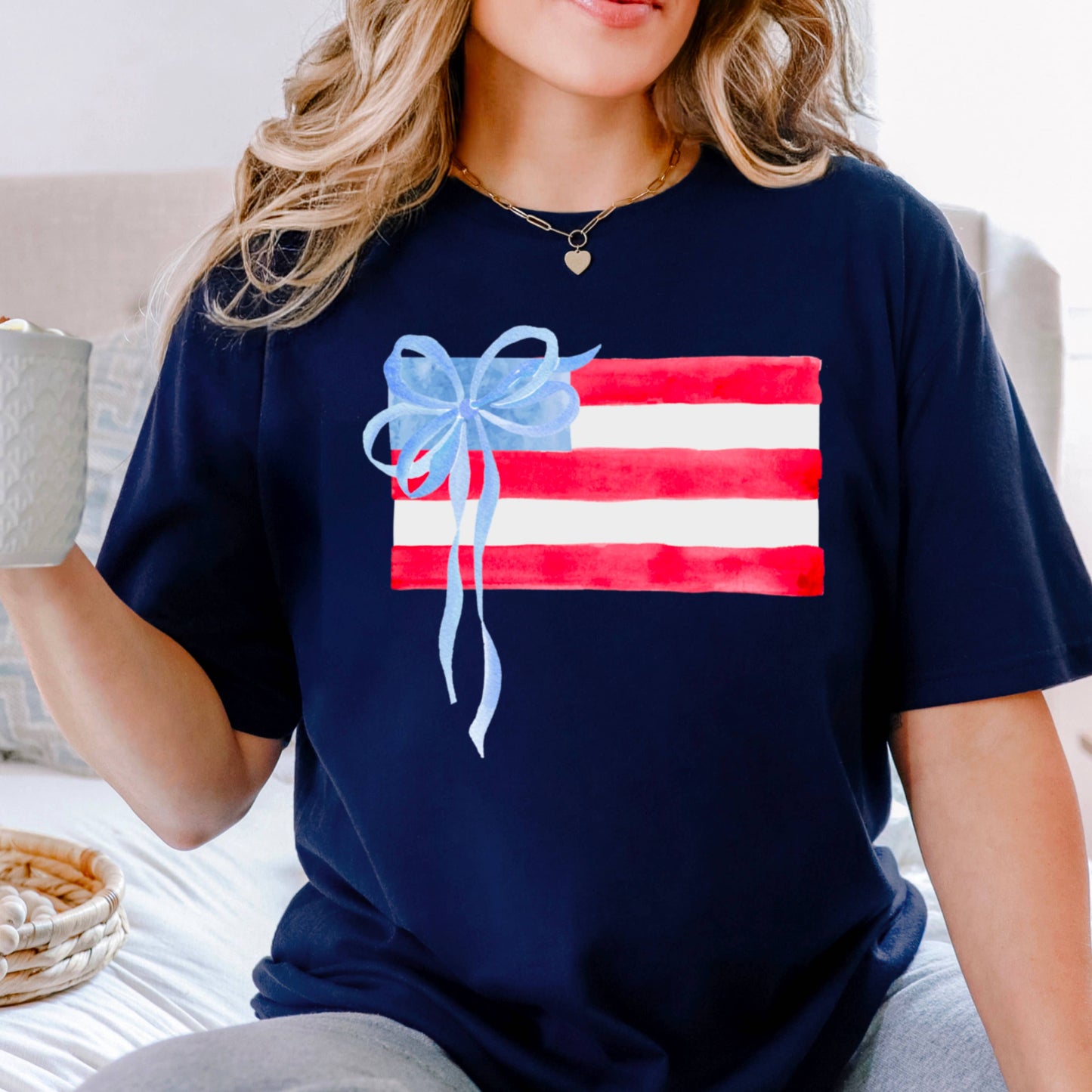 Coquette American Flag | July 4th Graphic Tee | Gildan