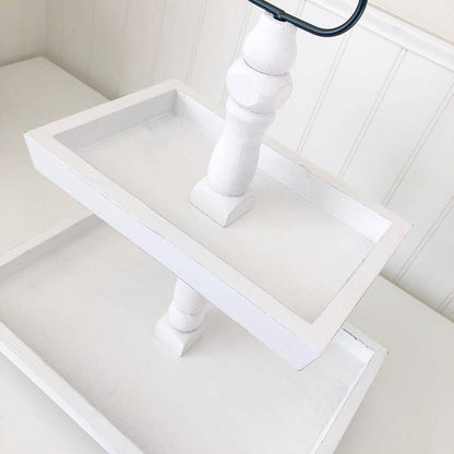 Foundations Decor Tiered Tray - Distressed White Rectngl 15"
