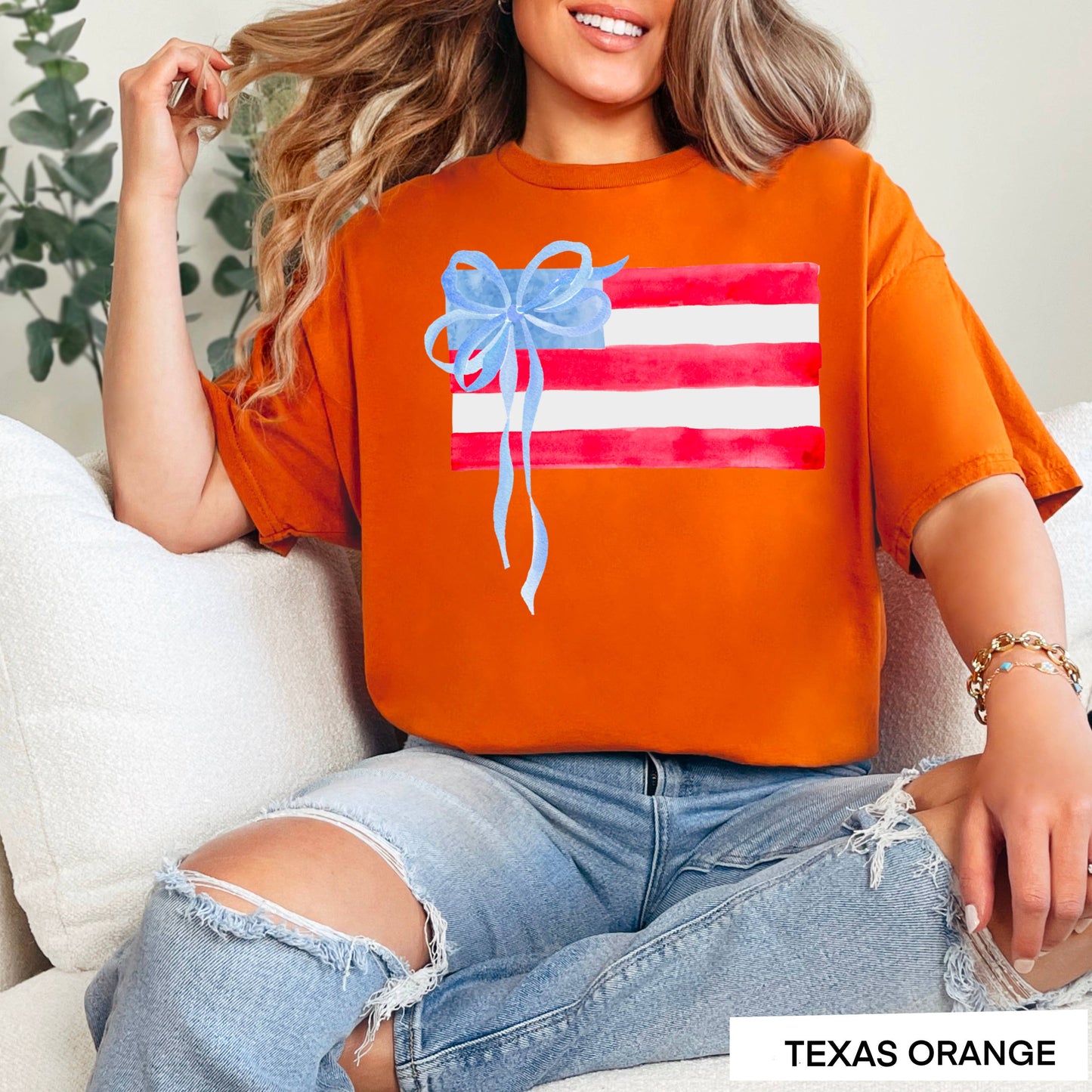 Coquette American Flag | July 4th Graphic Tee | Gildan