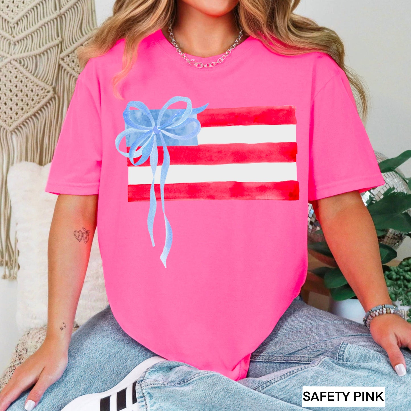 Coquette American Flag | July 4th Graphic Tee | Gildan