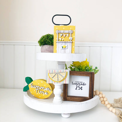 Foundations Decor Tiered Tray - Distressed White Round 15"