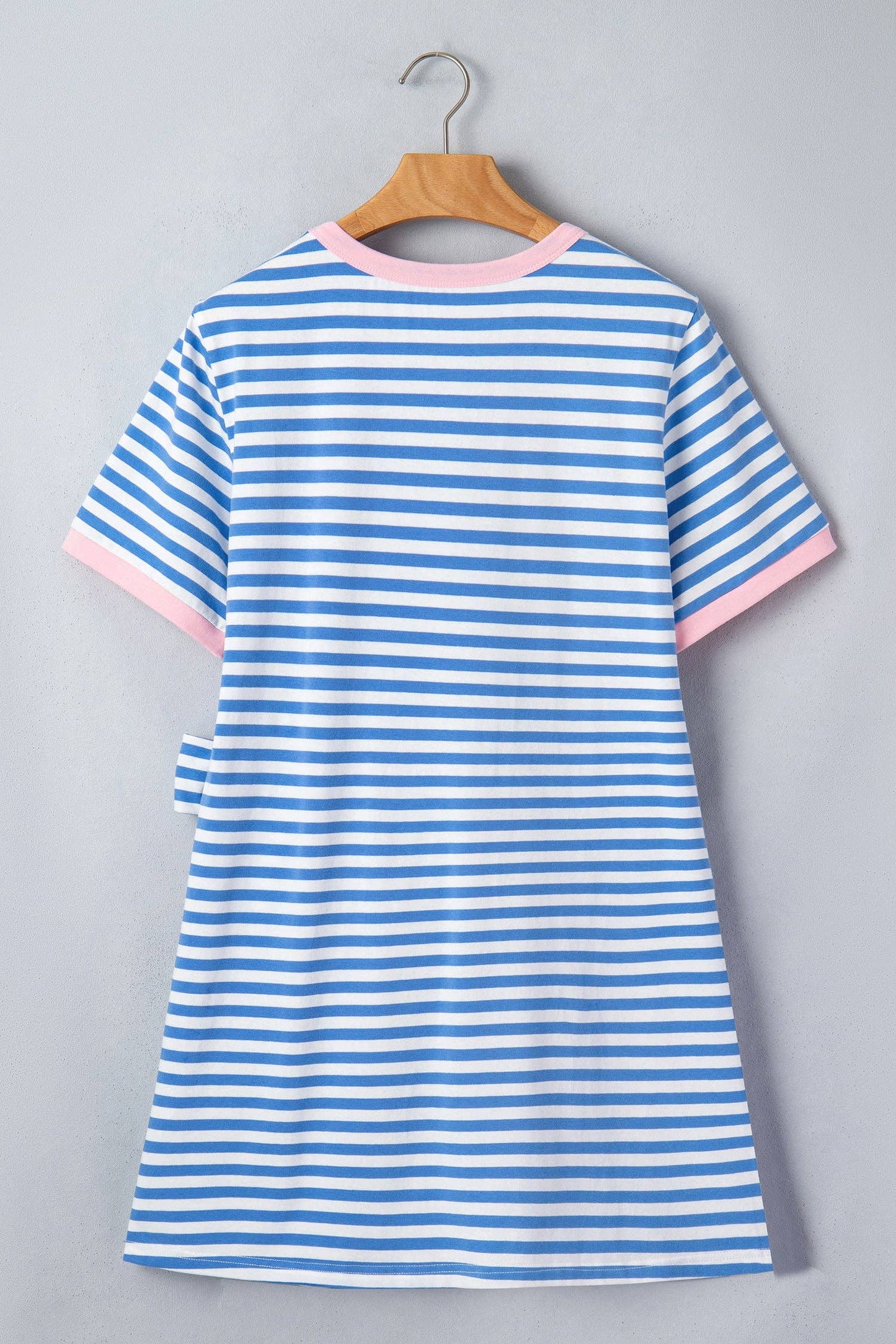 Striped Cotton Knot Front Tee Dress Casual Summer Shift Dress