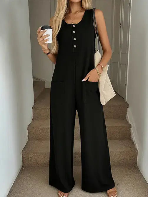 Spring Summer Casual Loose Strap Jumpsuit