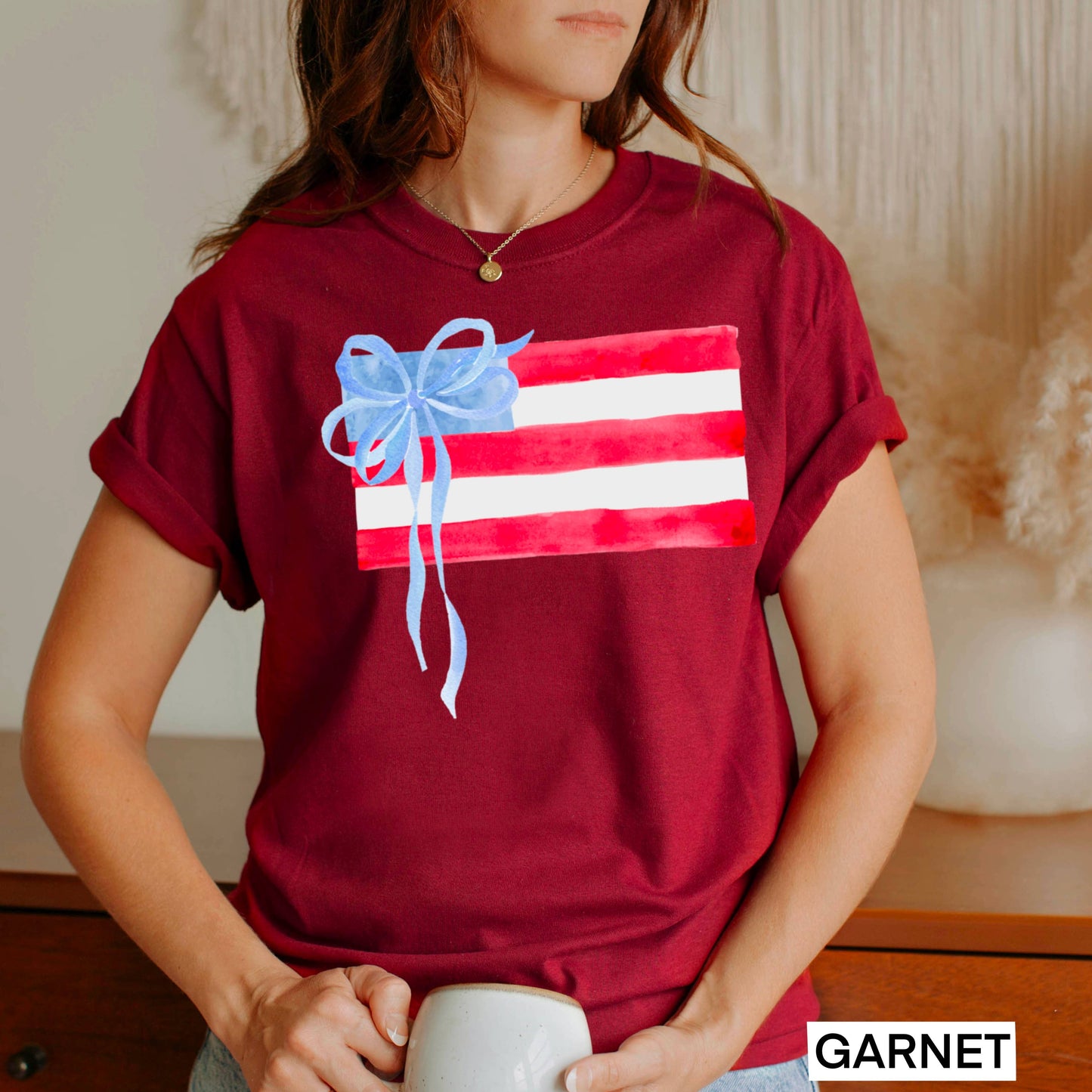 Coquette American Flag | July 4th Graphic Tee | Gildan